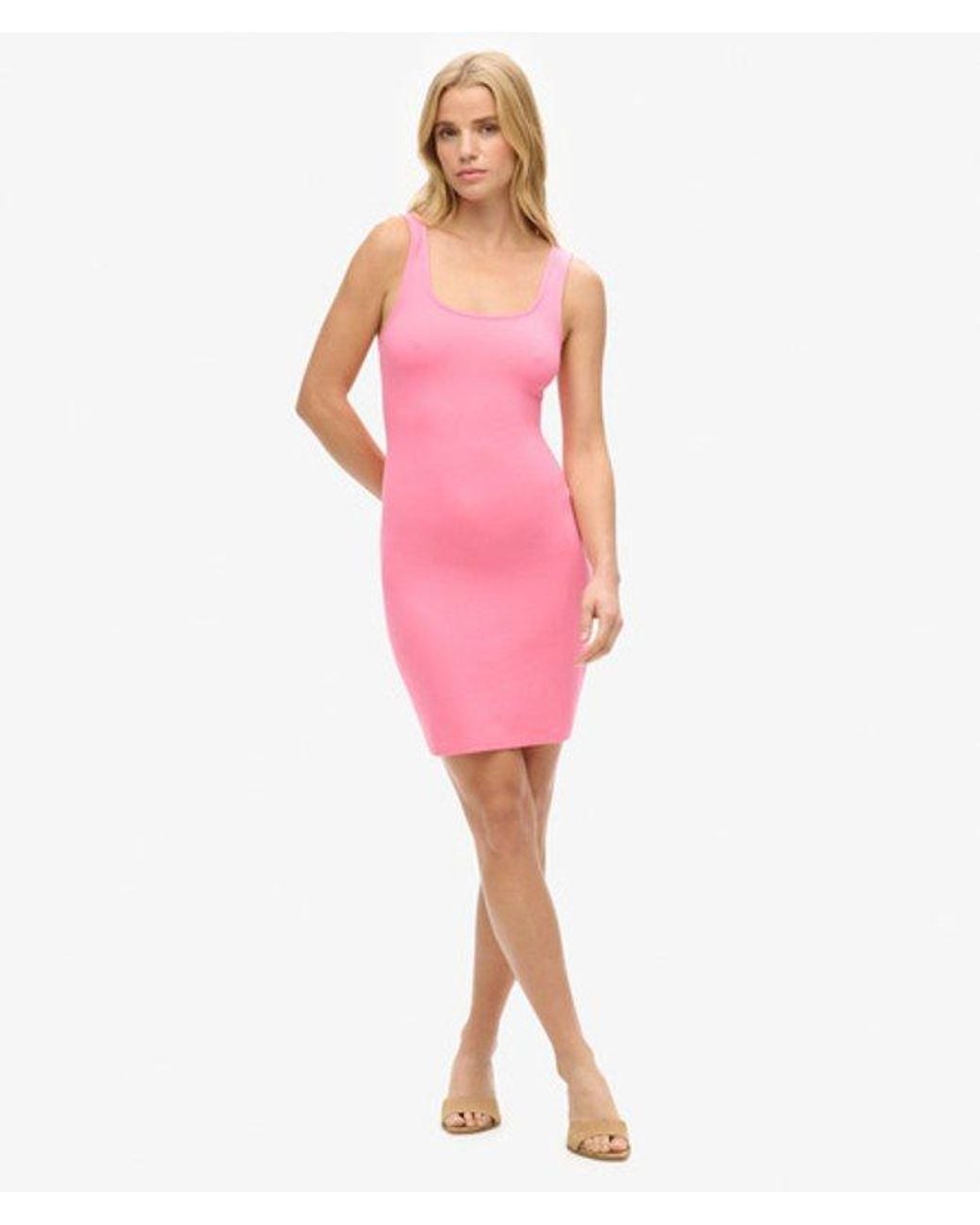 Superdry Pink & Co Square Neck Jersey Mini Dress