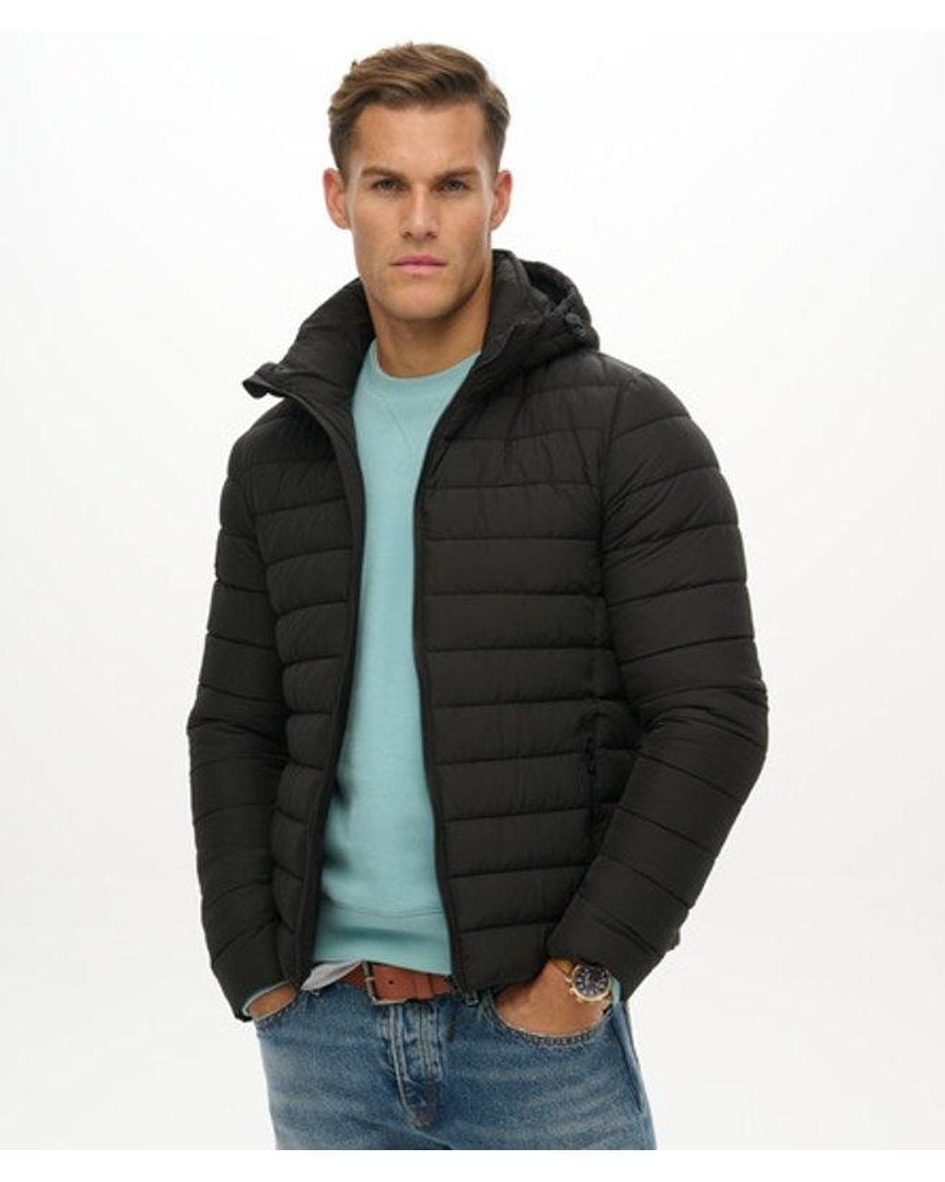 Superdry Black Hooded Fuji Jacket for men