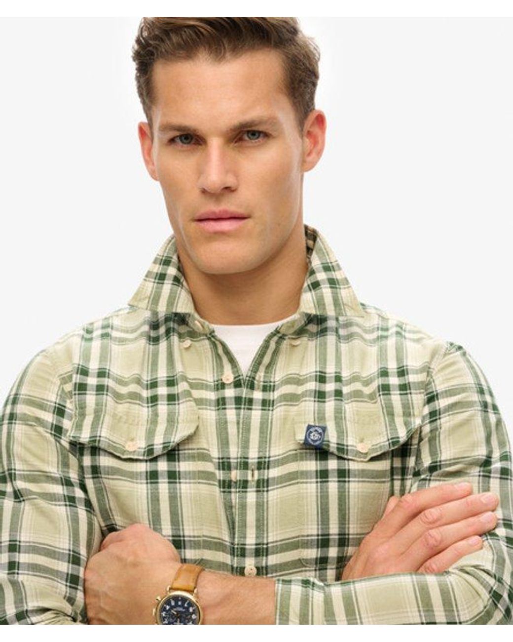Superdry Green & Co The Merchant Store - Linen Check Shirt for men