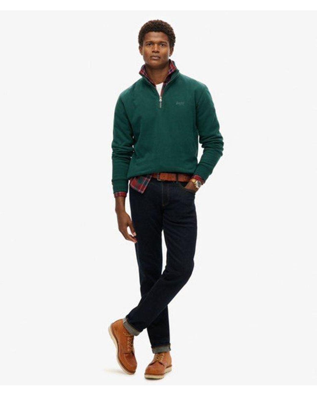 Superdry Green & Co Essential Logo Half Zip Sweatshirt for men