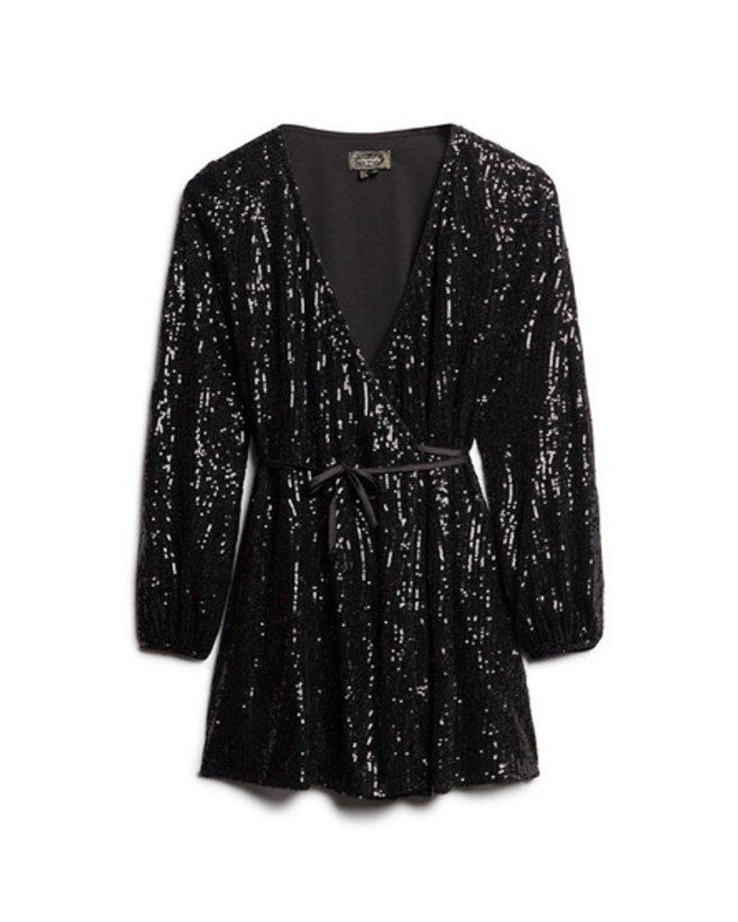 Superdry Black & Co Sequin Wrap Mini Dress