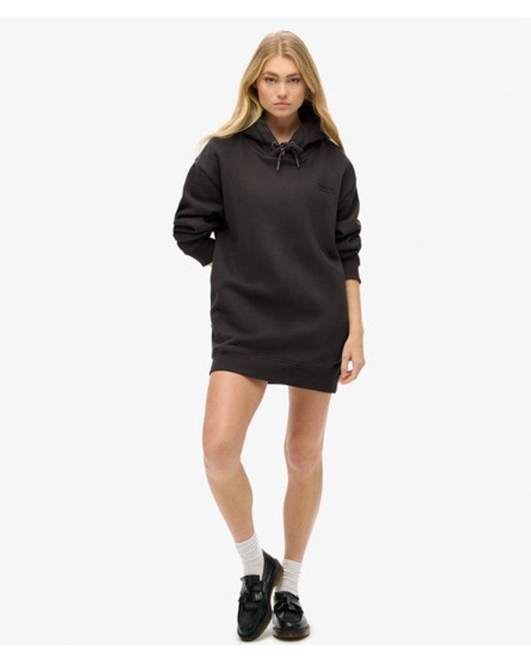 Superdry Black & Co Cotton Long Sleeve Essential Hoodie Dress