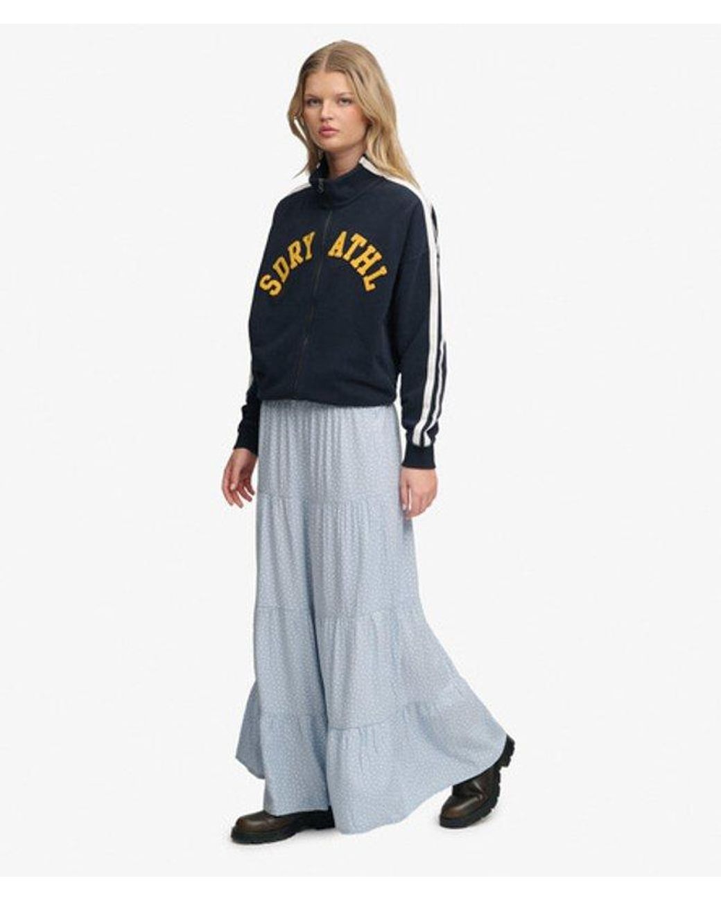 Superdry Blue & Co Woven Tiered Maxi Skirt