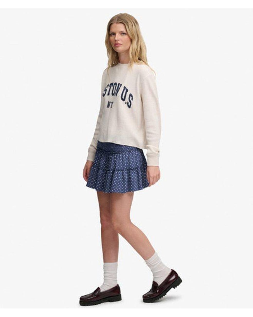 Superdry Blue & Co Tiered Jersey Mini Skirt