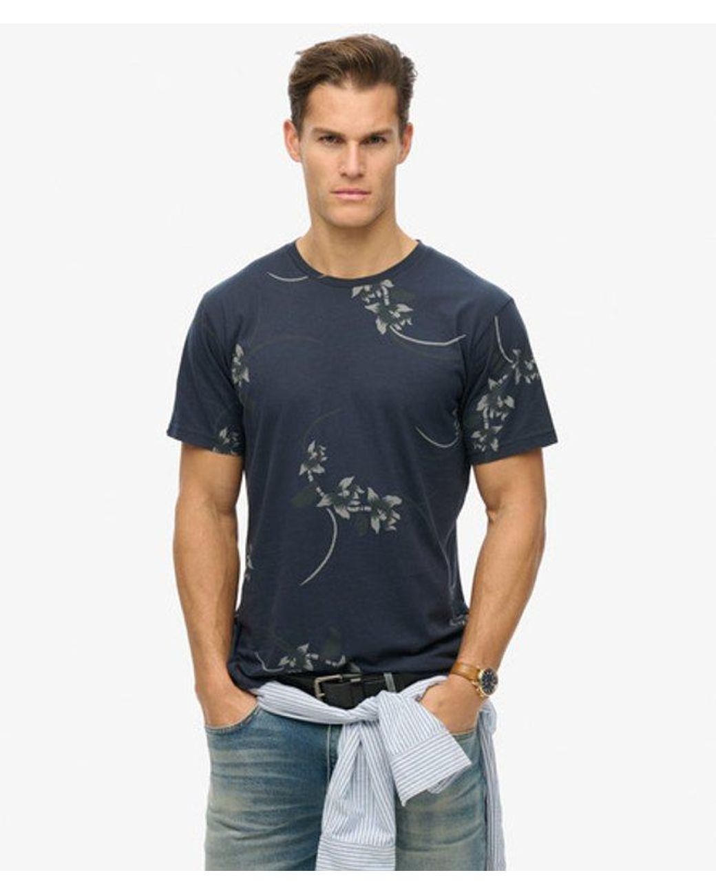Superdry Blue & Co Classic Essential Printed T-shirt for men