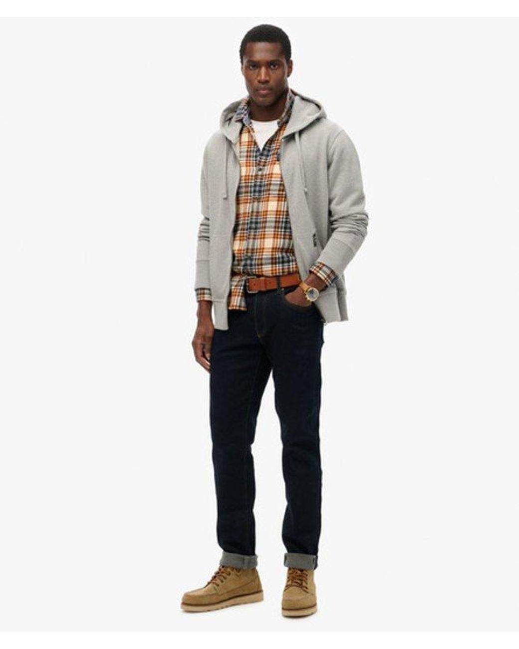 Superdry Gray & Co Contrast Stitch Relaxed Zip Hoodie for men
