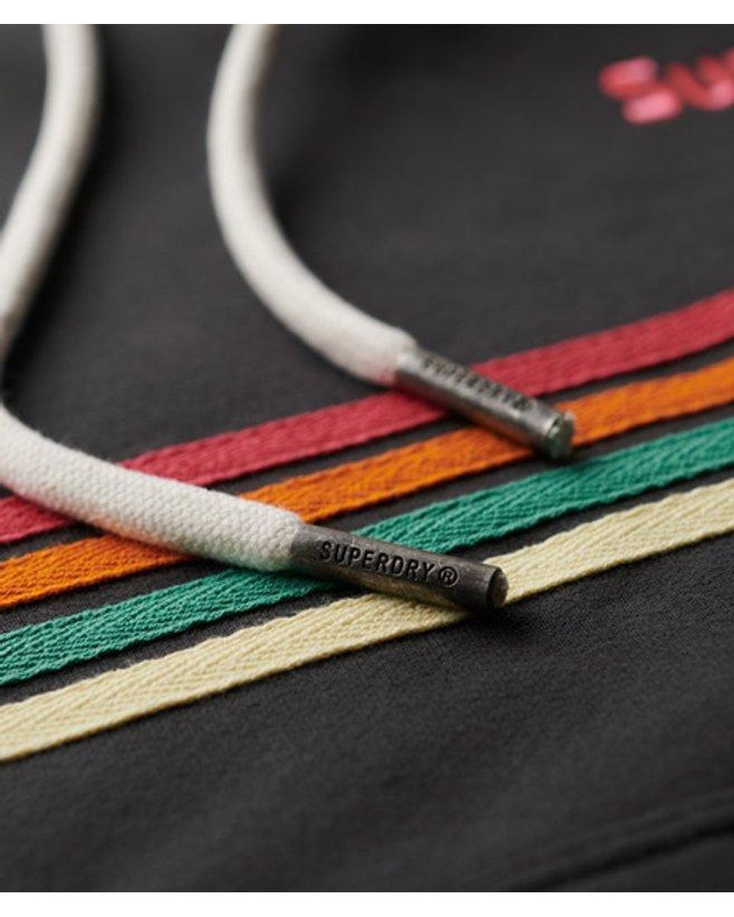 Superdry Black & Co Rainbow Stripe Logo Hoodie