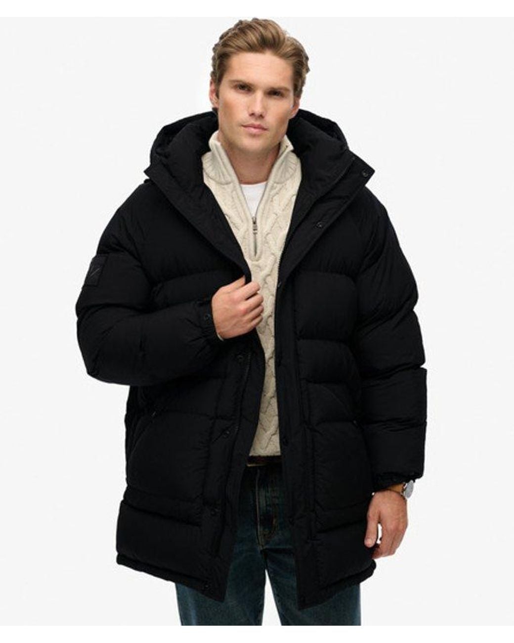 Superdry Black & Co Xpd Long Baffle Parka Jacket for men