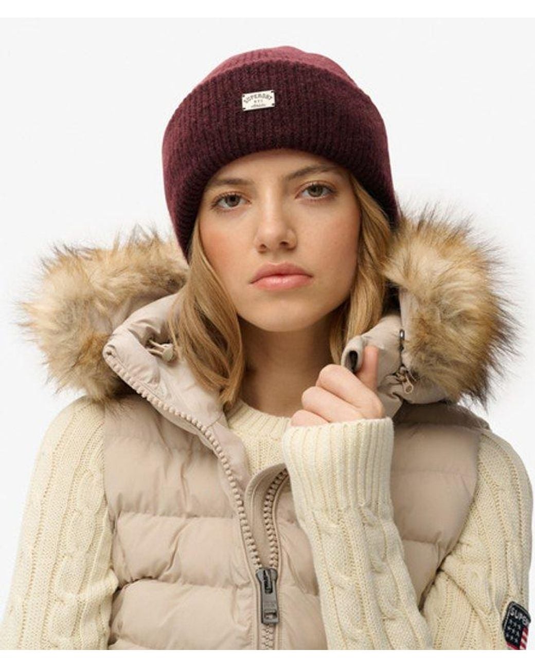 Superdry Red & Co Rib Knitted Beanie Hat