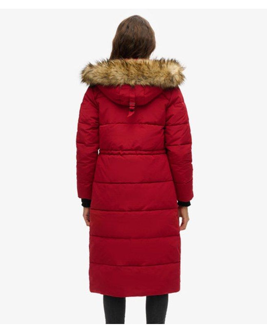 Superdry Red & Co Everest Slim Fit Long Faux Fur Coat