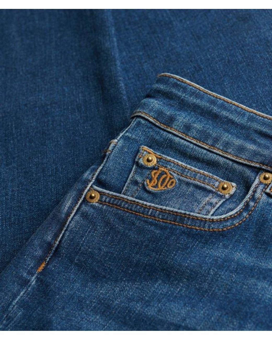 Superdry Blue Organic Cotton Mid Rise Skinny Jeans Size: 26/32