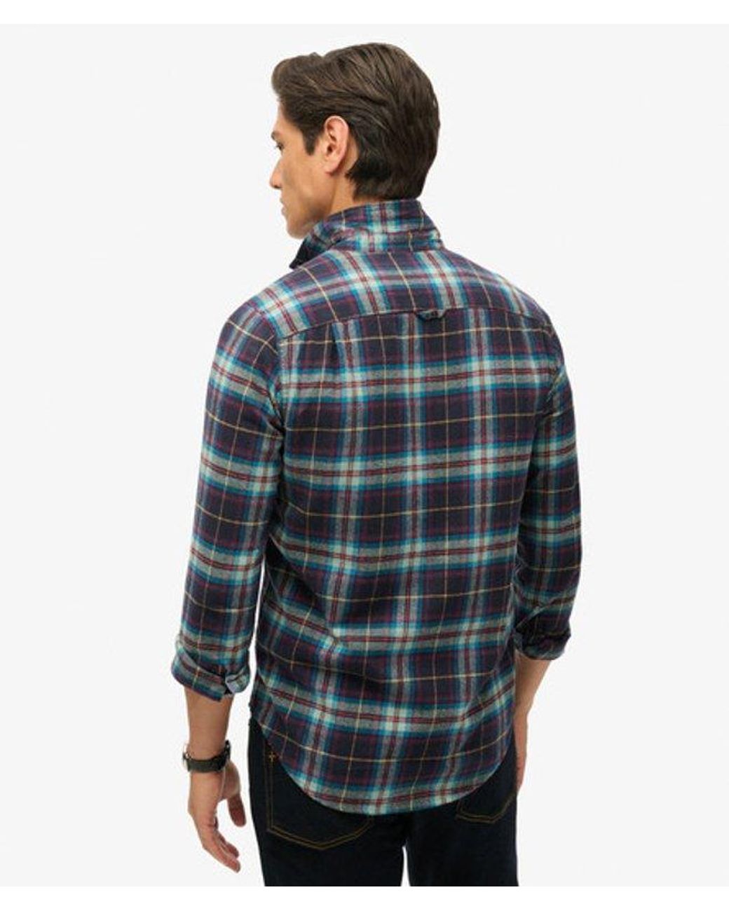 Superdry Blue & Co Long Sleeve Cotton Lumberjack Shirt for men
