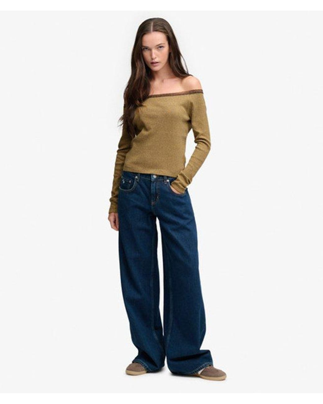 Superdry Yellow & Co Athletic Essentials Lace Long Sleeve Top