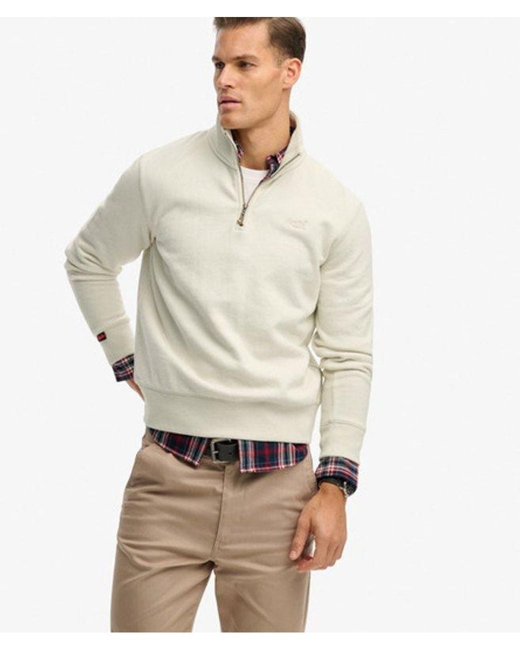 Superdry Natural & Co Essential Logo Half Zip Sweatshirt for men