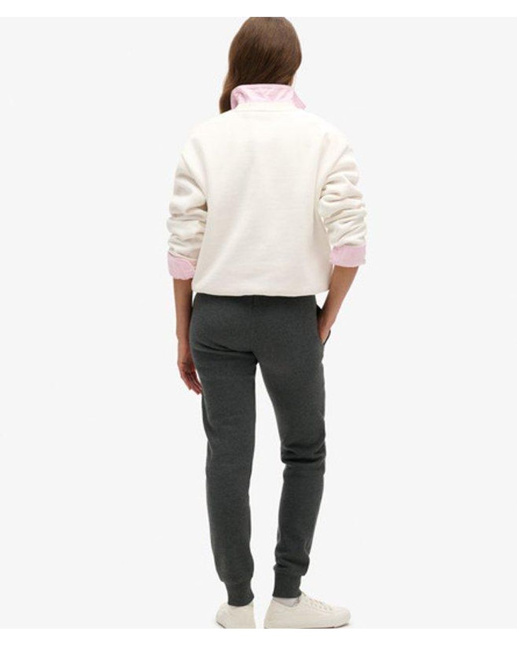 Superdry White Luxe Metallic Logo Slim Joggers
