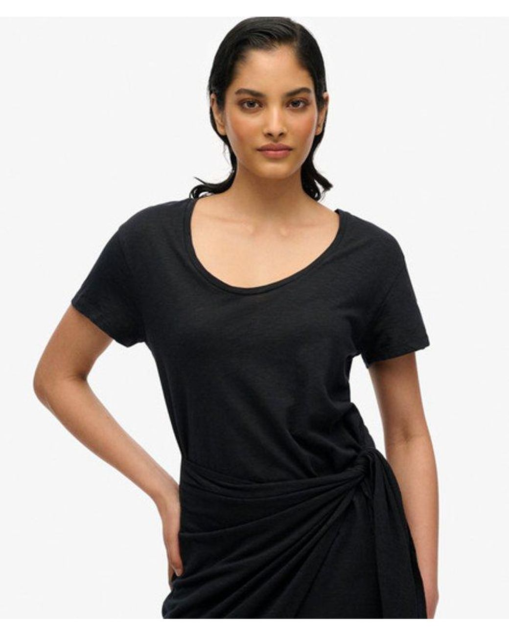Superdry Black & Co Slub Midi Wrap Dress