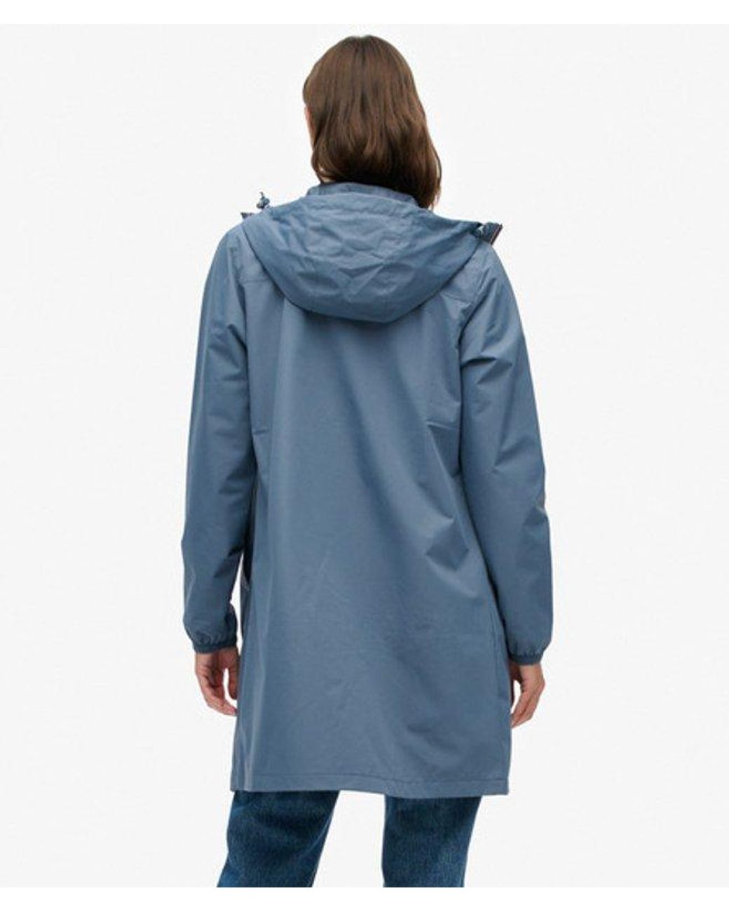 Superdry Blue Longline Tri Windbreaker Jacket