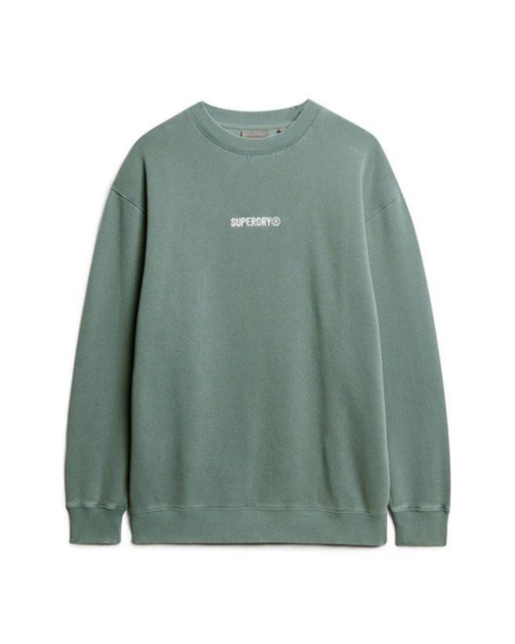 Superdry Green Micro Logo Graphic Loose Crew Sweatshirt for men
