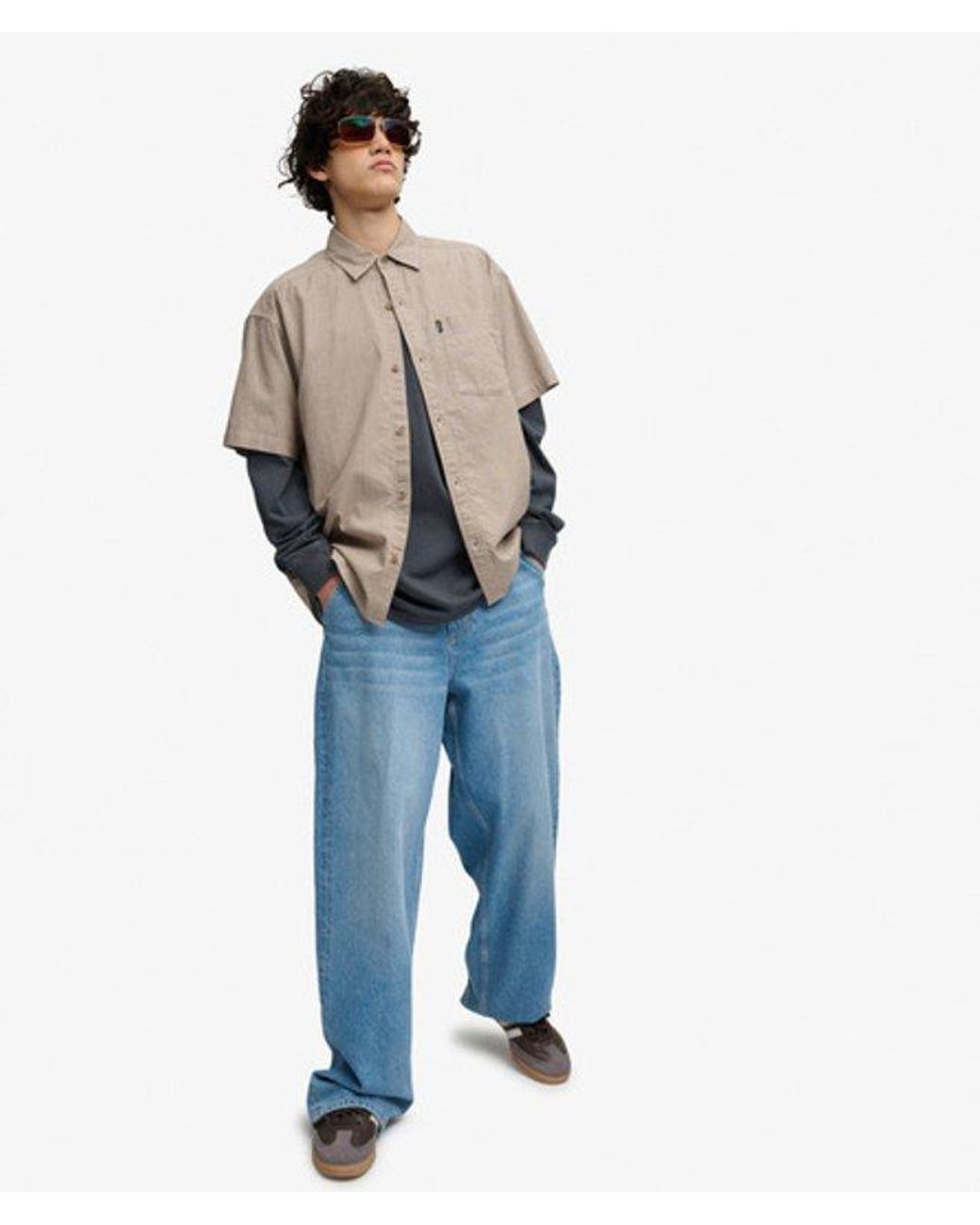 Superdry Brown Bench X & Co Bench Skater Check Short Sleeves Shirt for men