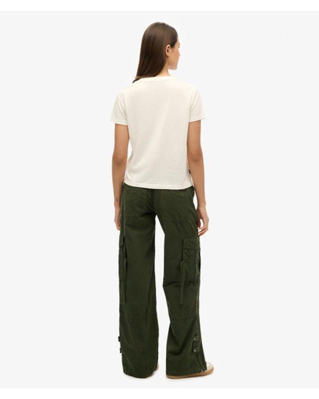 Superdry Green & Co Low Rise Wide Leg Cargo Pants