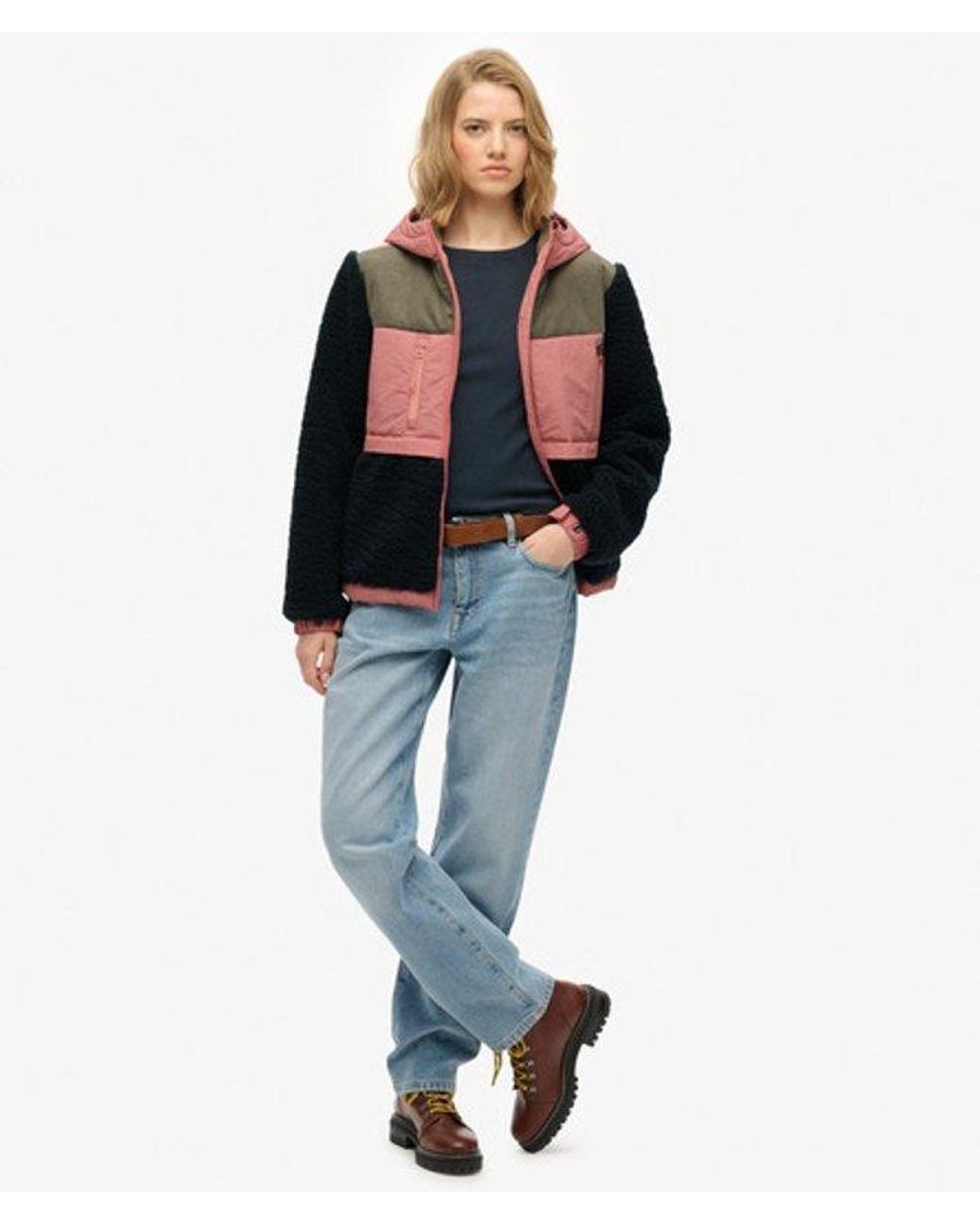 Superdry Blue & Co Hooded Fleece Sherpa Jacket