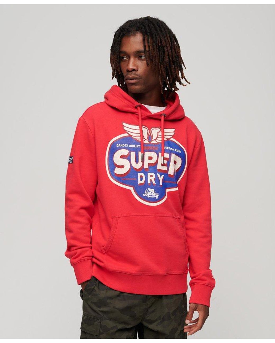 Superdry Workwear Logo Graphic Hoodie Red for Men | Lyst