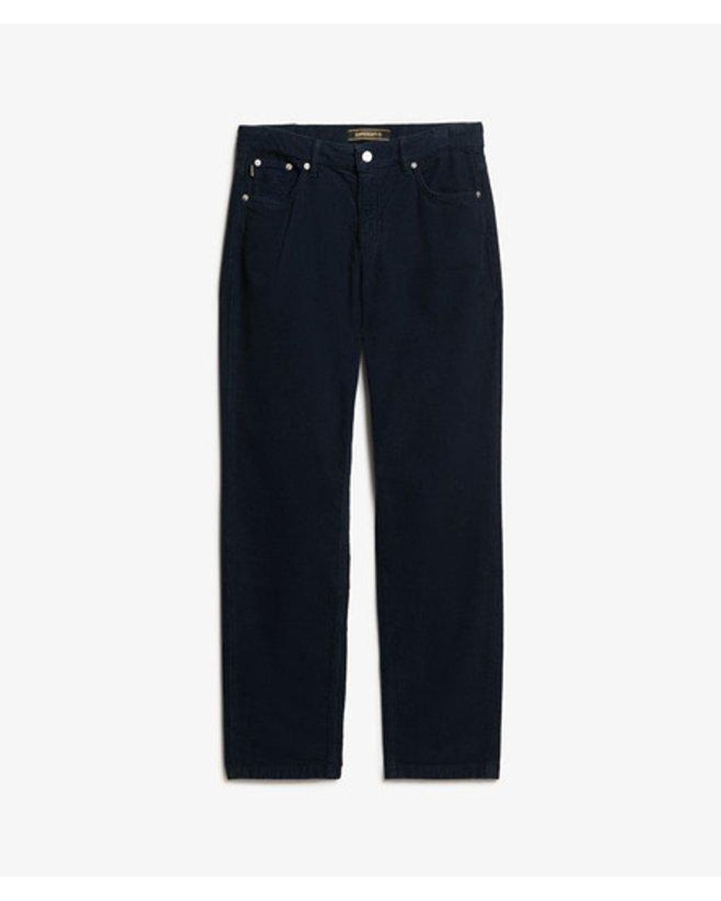 Superdry Blue Straight Leg Cord Pants Size: 26/32