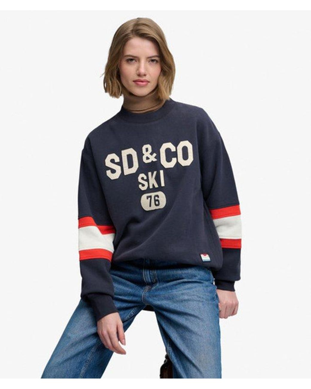 Superdry Blue & Co Aspen Athletics Preppy Ski Sweatshirt