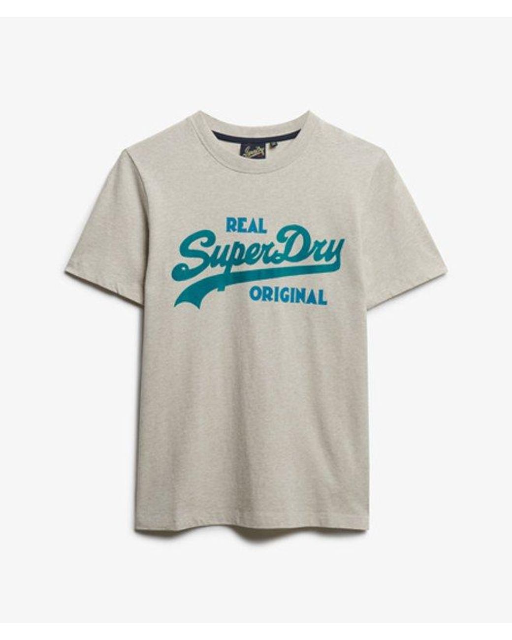 Superdry Blue & Co Classic Organic Cotton Vintage Logo Scripted Coll T-shirt