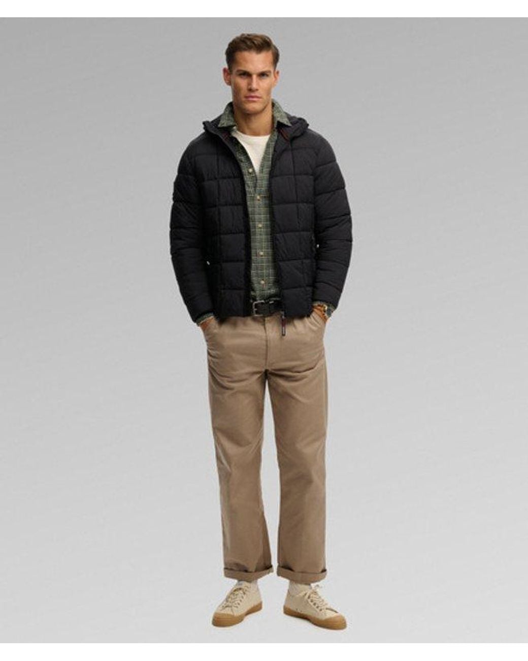 Superdry Blue & Co Hooded Box Quilt Fuji Lite Jacket for men