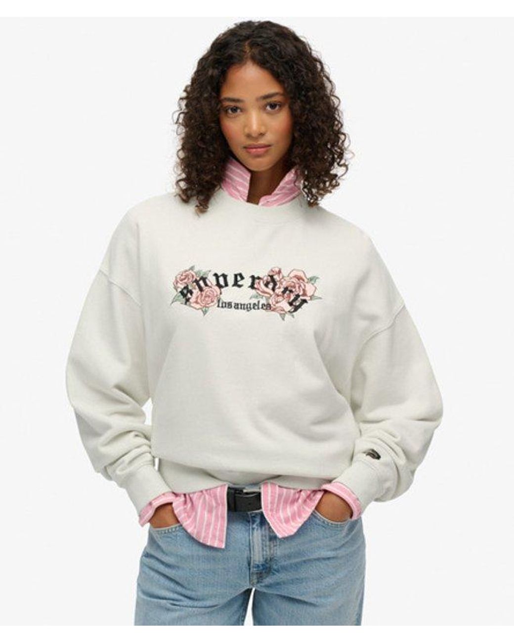 Superdry Gray & Co Night Garden Oversized Crew Sweatshirt