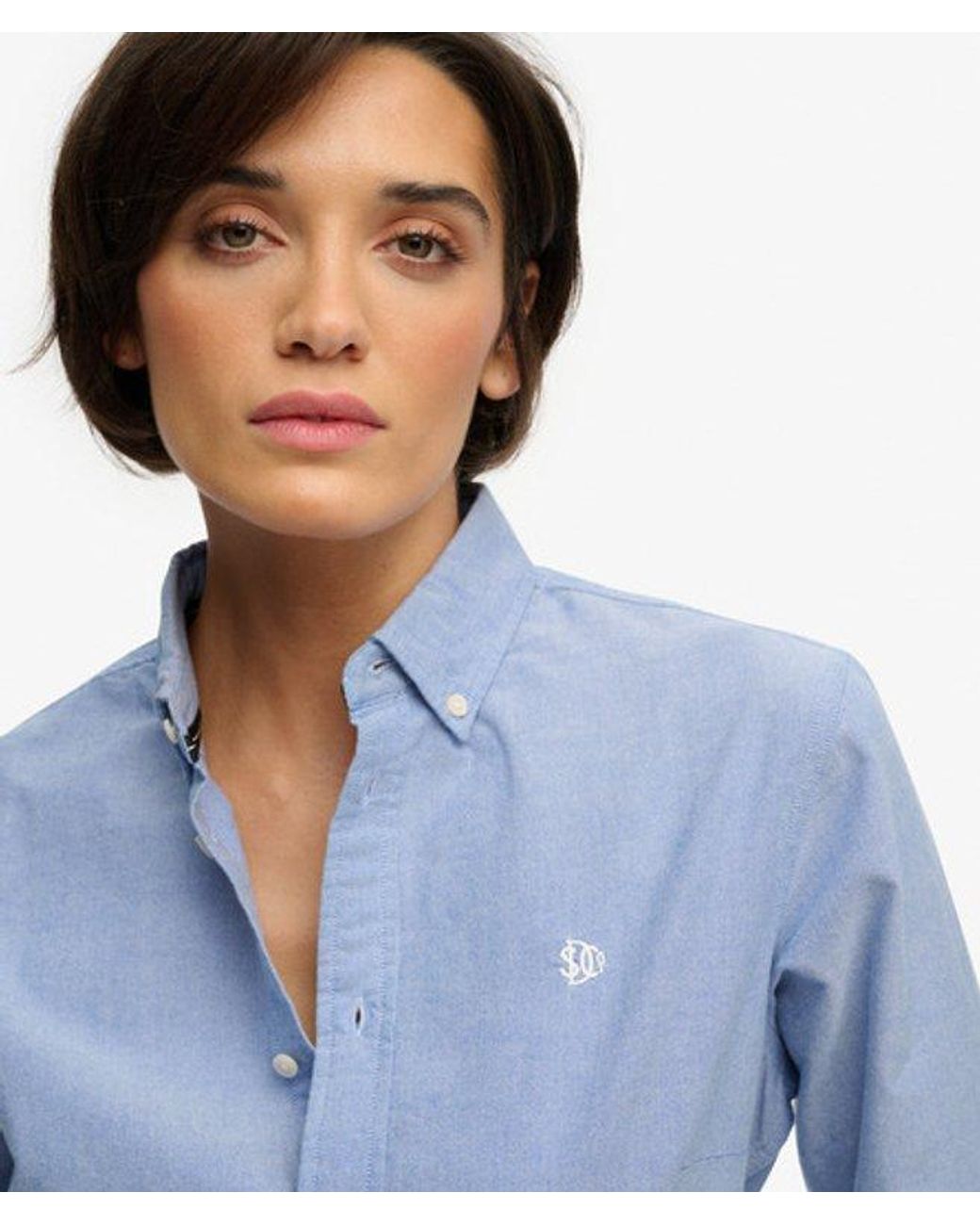 Superdry Blue & Co Slim Oxford Button Down Long Sleeve Shirt