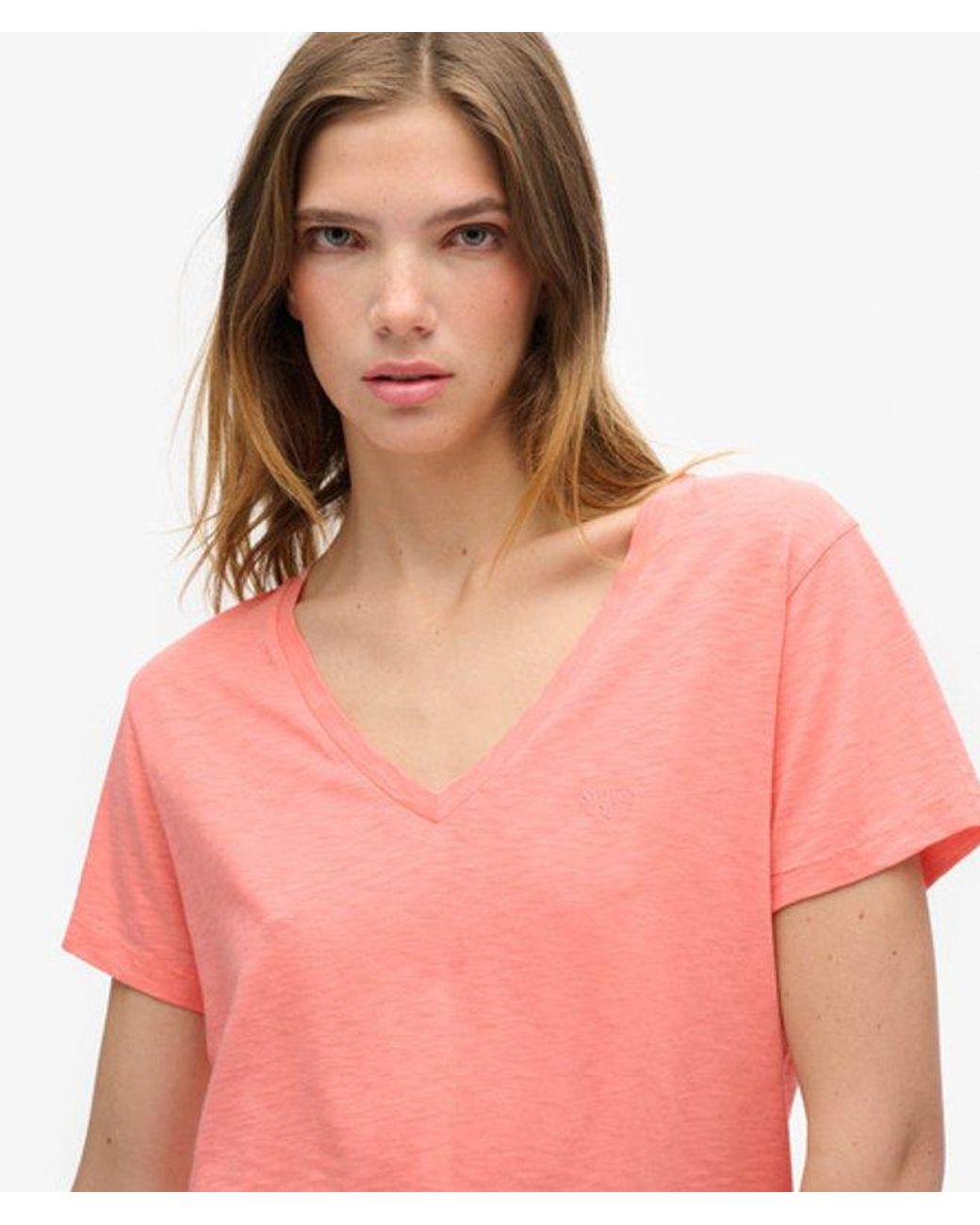 Superdry & Co Embroidered Slub Relaxed Fit V-neck T-shirt