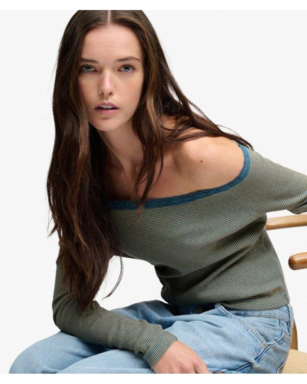 Superdry Gray & Co Athletic Essentials Lace Long Sleeve Top