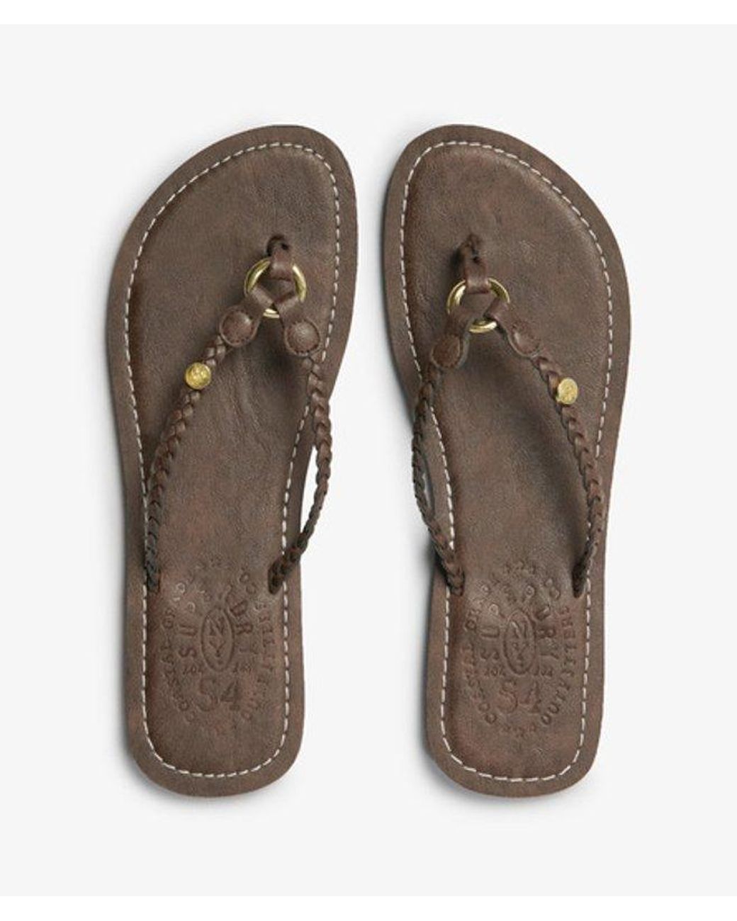 Superdry Brown & Co Faux Leather Braided Flip Flops
