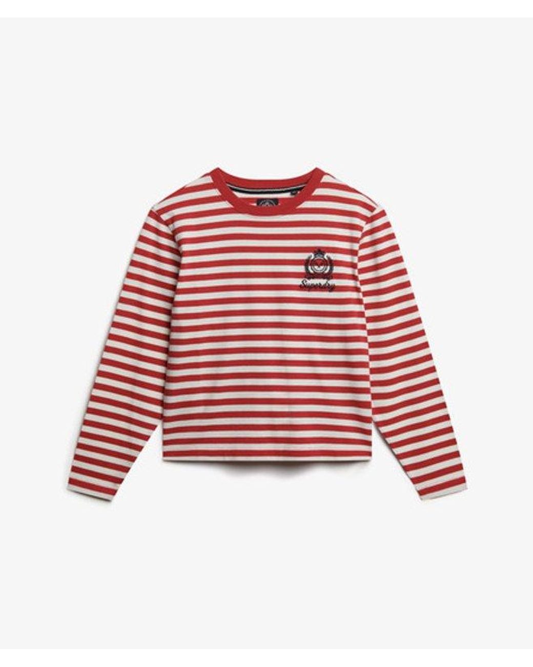 Superdry Red & Co Country Club Long Sleeve Stripe Top
