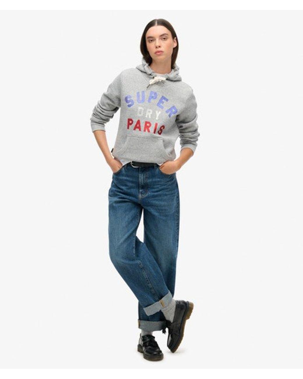 Superdry Gray & Co Glitter Graphic Logo Hoodie