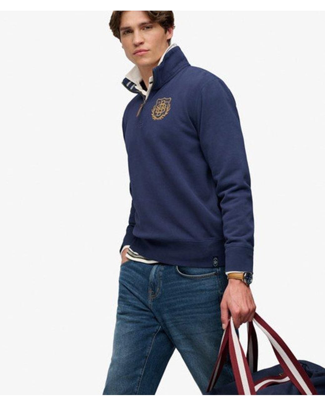 Superdry Blue & Co Gothic Varsity Half Zip Sweatshirt for men