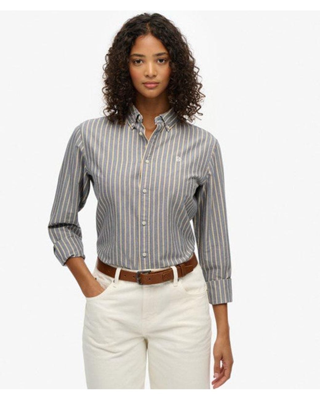 Superdry Gray & Co Slim Oxford Button Down Long Sleeve Shirt