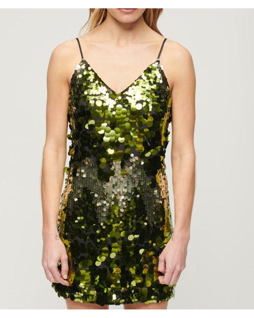 Superdry Green & Co Slim Fit Disco Sequin Mini Dress
