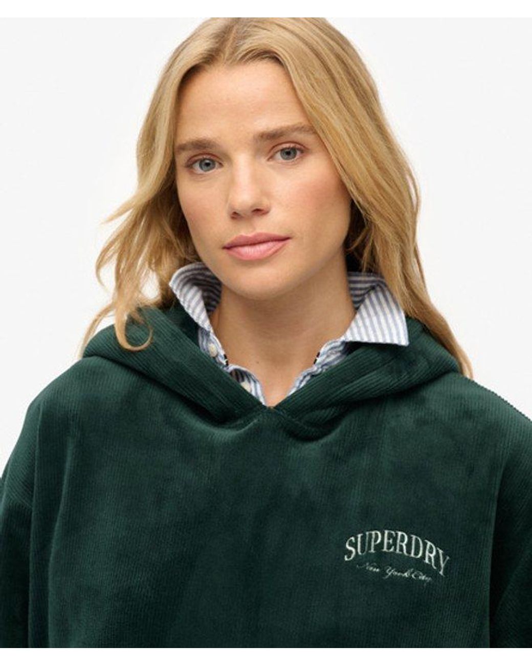 Superdry Green & Co Country Club Velour Relaxed Hoodie