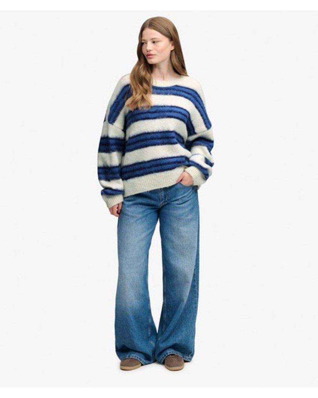Superdry Blue & Co Slouchy Brushed Stripe Knit Jumper