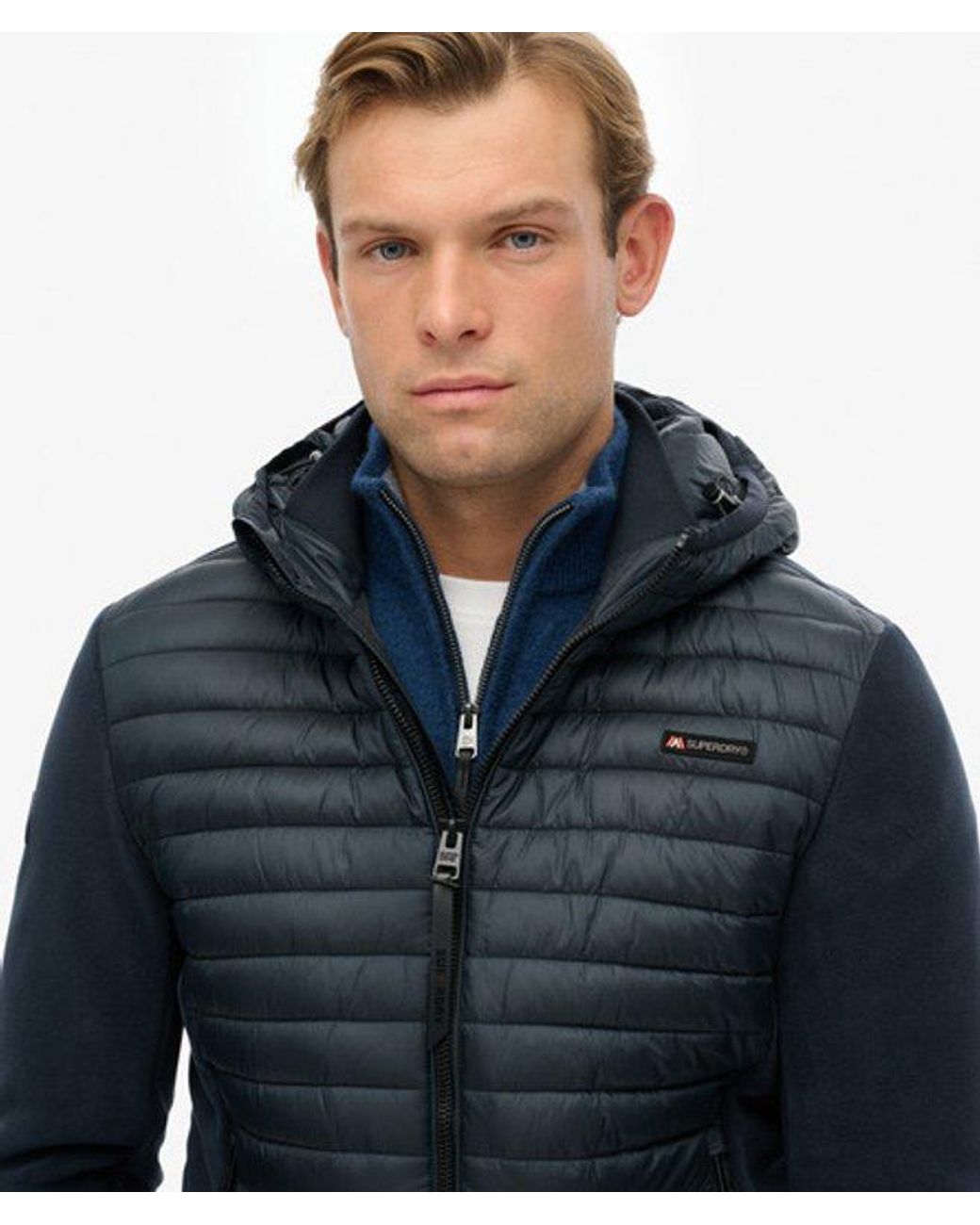 Superdry Blue & Co Hooded Storm Fleece Hybrid Jacket for men