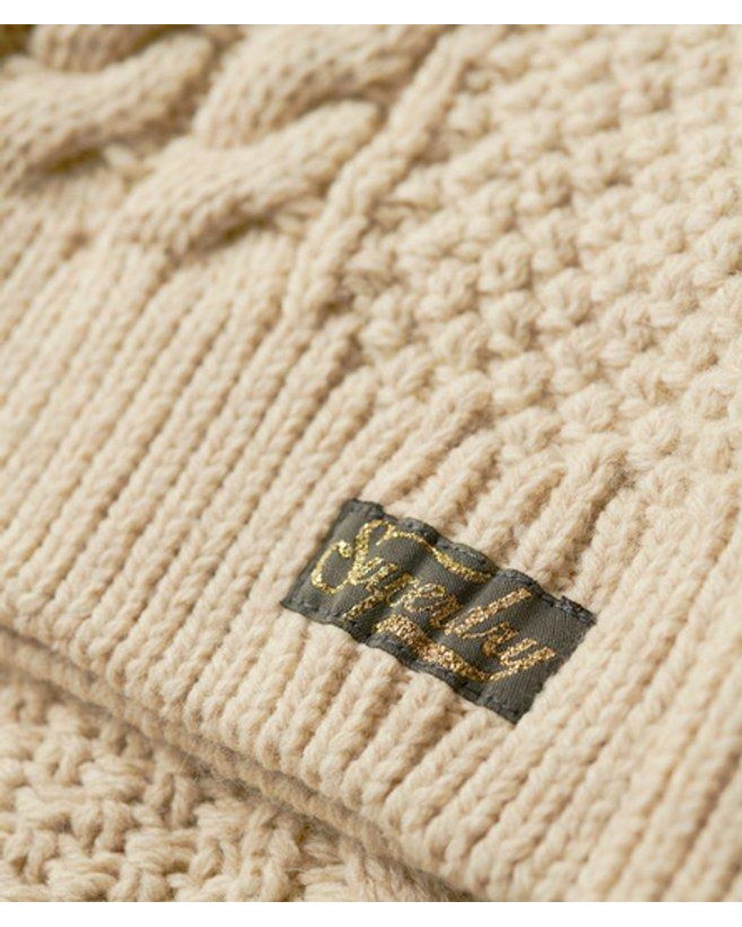 Superdry Brown & Co Classic Cable Knit Aran Polo Jumper