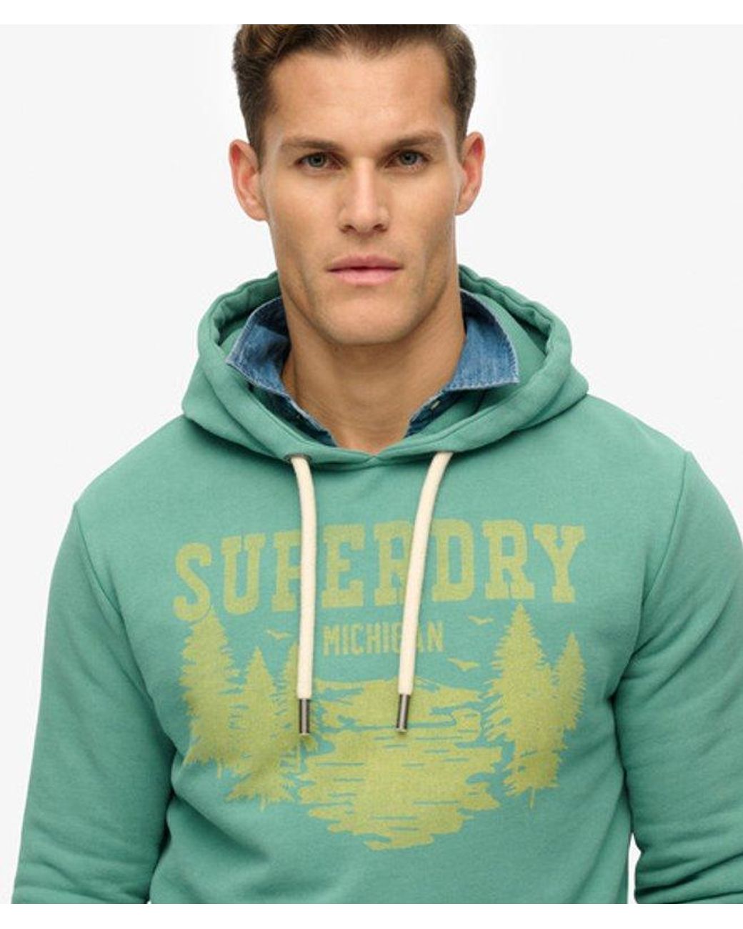 Superdry Green Lo-Fi Outdoor Mono Relaxed Hoodie for men