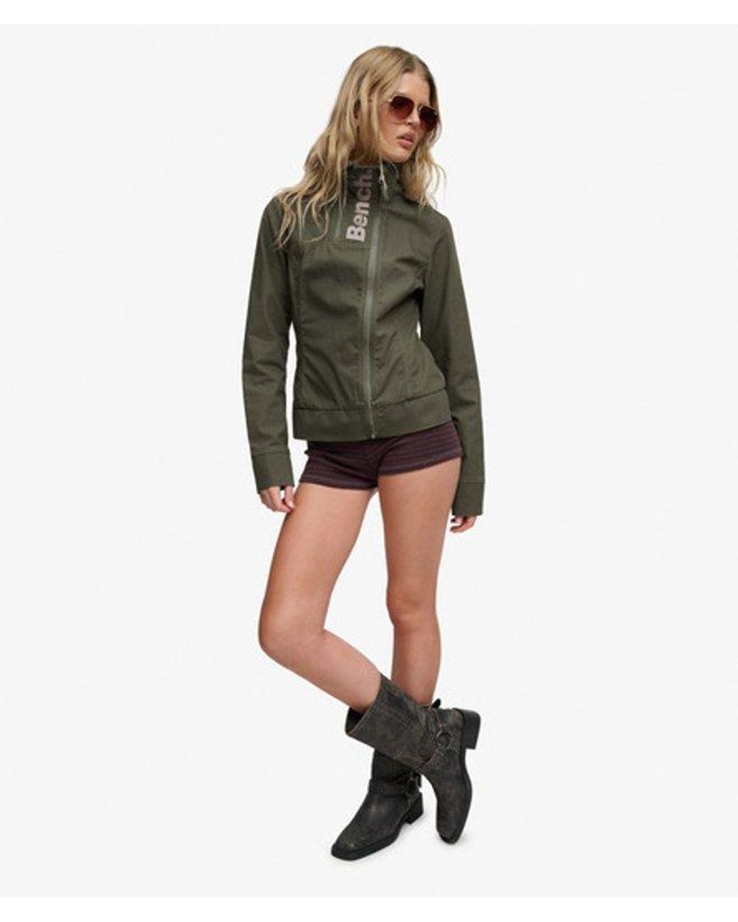 Superdry Bench Double Zip Funnel Ripstop Jas in het Black