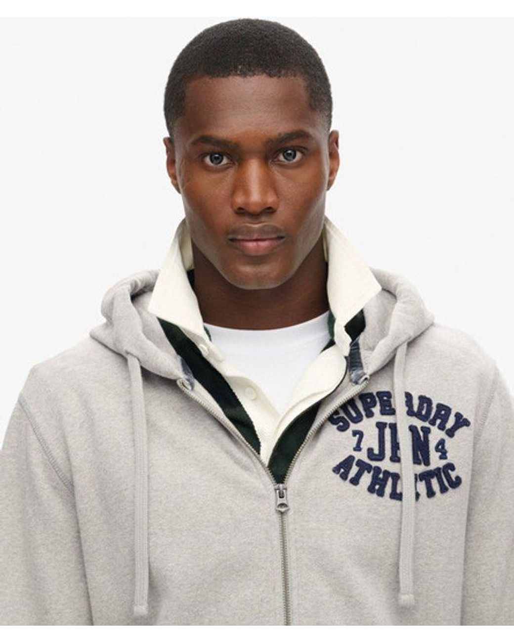 Superdry Vintage Athletic Zip Hoodie in het Gray voor heren