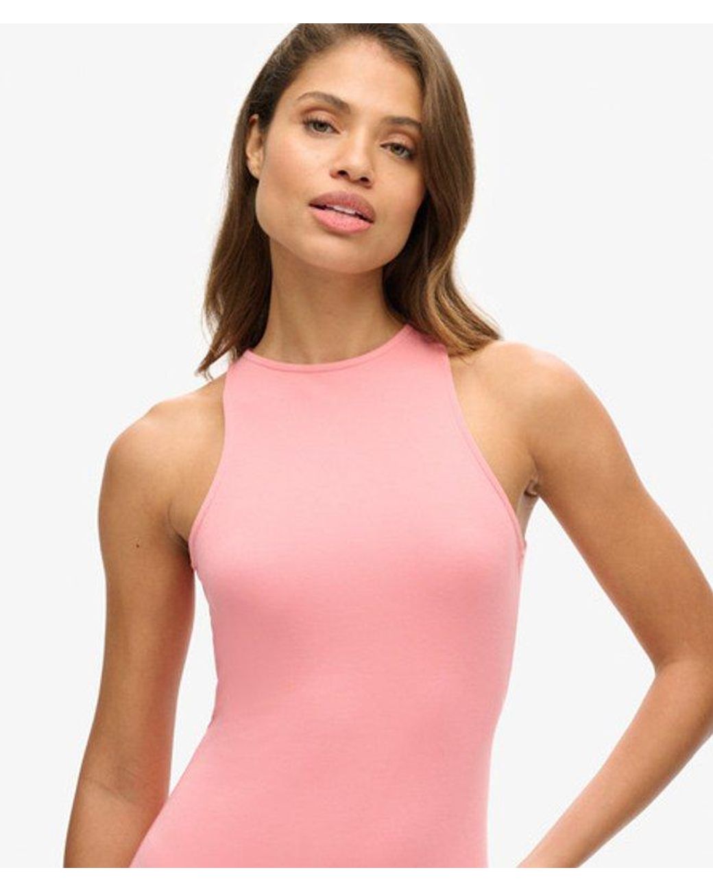 Superdry Pink & Co Jersey Cross Back Mini Dress