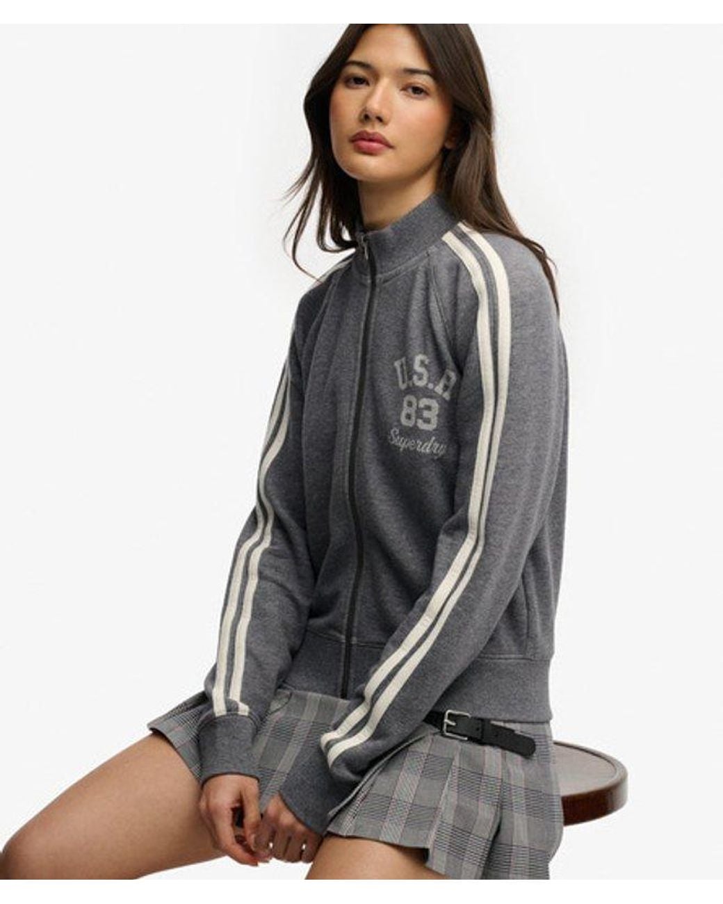 Superdry Athletic Essentials Trainingsjack Met Rits in het Gray