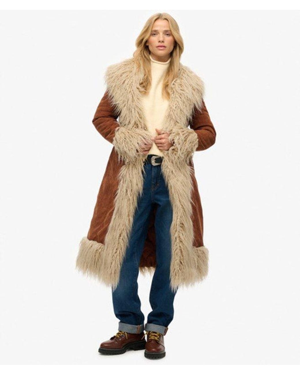 Superdry Brown Long Afghan Coat
